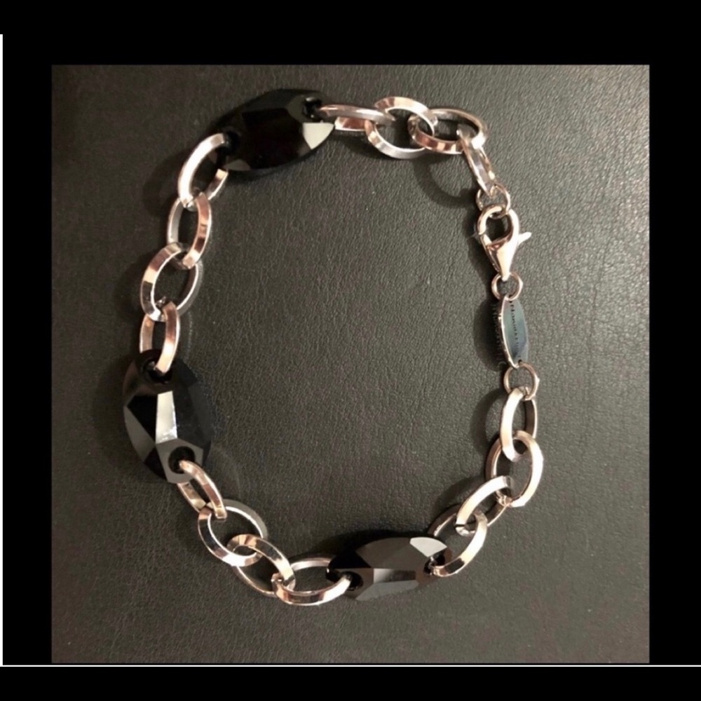Stainless Steel & Simulated Onyx Bracelet